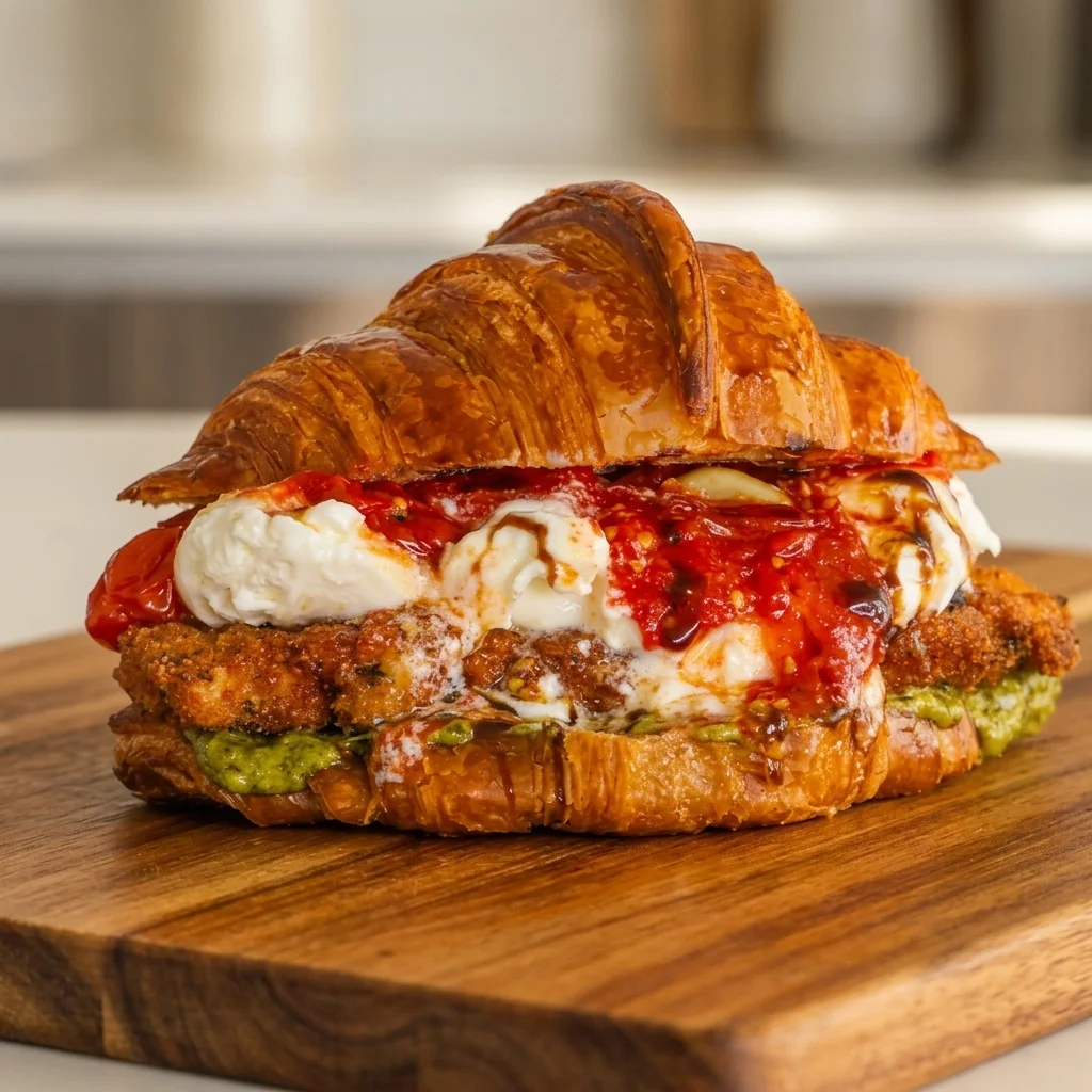 Chicken Unagi croissant sandwich at Maison Croissant & Bowls in St. Vital, Winnipeg
